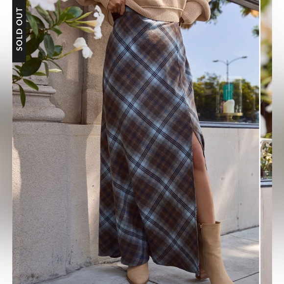 NEW Mae Lynn Plaid Maxi Skirt SIZE L - Picture 1 of 11